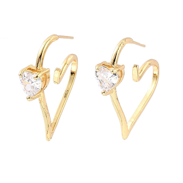 PandaHall Clear Cubic Zirconia Heart Stud Earrings, Brass Half Hoop Earrings for Women, Cadmium Free & Lead Free, Real 18K Gold Plated...
PandaHall Clear Cubic Zirconia Heart Stud Earrings, Brass Half Hoop Earrings for Women, Cadmium Free & Lead Free, Real 18K Gold Plated...