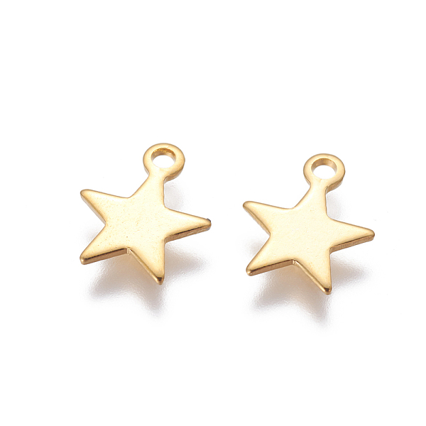 PandaHall 304 Stainless Steel Charms, Star, Golden, 10x8.5x1mm, Hole: 1.4mm 304 Stainless Steel Star
PandaHall 304 Stainless Steel Charms, Star, Golden, 10x8.5x1mm, Hole: 1.4mm 304 Stainless Steel Star