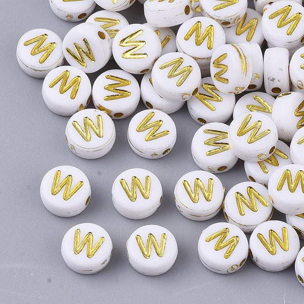 PandaHall Plating Acrylic Beads, Golden Metal Enlaced, Horizontal Hole, Flat Round with Alphabet, White, Letter.W, 7x3.5mm, Hole: 1.2mm...
PandaHall Plating Acrylic Beads, Golden Metal Enlaced, Horizontal Hole, Flat Round with Alphabet, White, Letter.W, 7x3.5mm, Hole: 1.2mm...