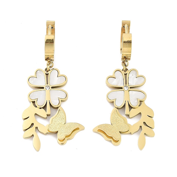 PandaHall Clover & Texture Butterfly 304 Stainless Steel Shell Dangle Earrings, Rhinestone Hoop Earrings for Women, Real 18K Gold Plated..., Clear
PandaHall Clover & Texture Butterfly 304 Stainless Steel Shell Dangle Earrings, Rhinestone Hoop Earrings for Women, Real 18K Gold Plated..., Clear