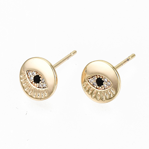 PandaHall Brass Micro Pave Cubic Zirconia Stud Earrings, Nickel Free, Flat Round with Eye, Real 18K Gold Plated, 8mm, Pin: 0.7mm Brass Flat..., Clear
PandaHall Brass Micro Pave Cubic Zirconia Stud Earrings, Nickel Free, Flat Round with Eye, Real 18K Gold Plated, 8mm, Pin: 0.7mm Brass Flat..., Clear