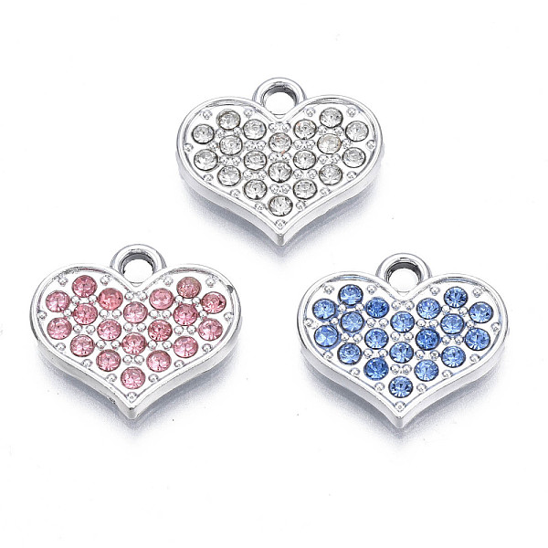 PandaHall Alloy Charms, with Rhinestone, Cadmium Free & Nickel Free & Lead Free, Heart, Platinum, Mixed Color, 13.5x15x2mm, Hole: 2mm..., Multicolor
PandaHall Alloy Charms, with Rhinestone, Cadmium Free & Nickel Free & Lead Free, Heart, Platinum, Mixed Color, 13.5x15x2mm, Hole: 2mm..., Multicolor