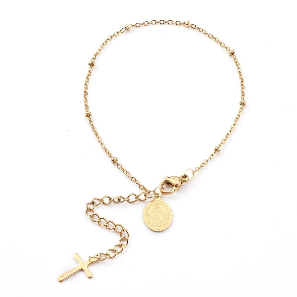 PandaHall 304 Stainless Steel Charm Bracelets, with Satellite Chains, Oval with Virgin Mary & Cross, Golden, 7-1/4 inch(18.5cm) 304...
PandaHall 304 Stainless Steel Charm Bracelets, with Satellite Chains, Oval with Virgin Mary & Cross, Golden, 7-1/4 inch(18.5cm) 304...