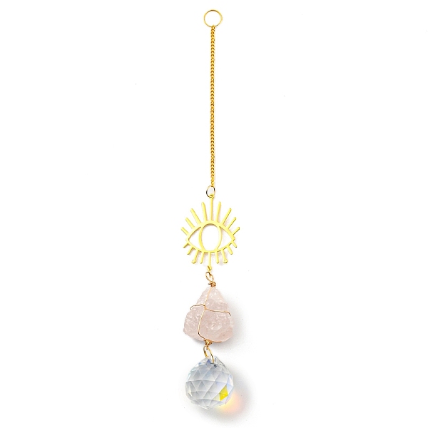 PandaHall Wire Wrapped Nuggets Natural Rose Quartz Pendant Decorations, Brass Evil Eye and Glass Round Tassels Hanging Ornaments, 253mm...
PandaHall Wire Wrapped Nuggets Natural Rose Quartz Pendant Decorations, Brass Evil Eye and Glass Round Tassels Hanging Ornaments, 253mm...