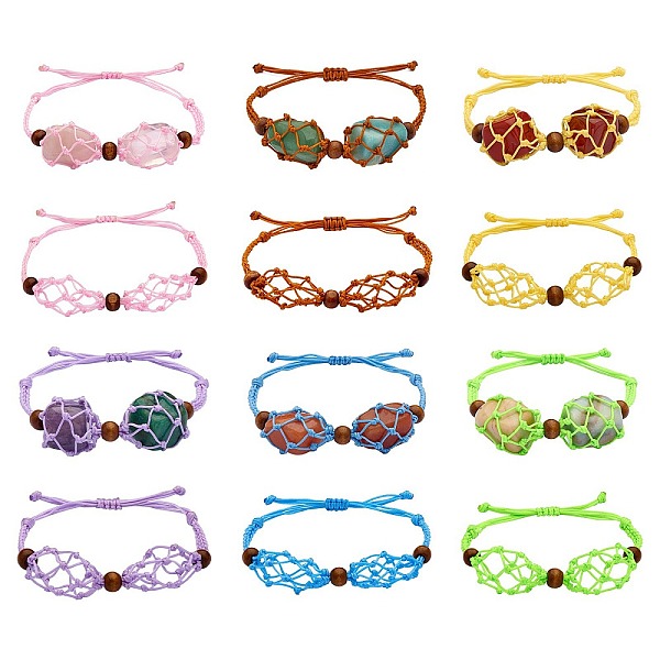 PandaHall 12Pcs Adjustable Braided Nylon Cord Macrame Pouch Bracelet Making, Interchangeable 2 Stones, with Natural Wood Beads, Mixed Color..., Multicolor
PandaHall 12Pcs Adjustable Braided Nylon Cord Macrame Pouch Bracelet Making, Interchangeable 2 Stones, with Natural Wood Beads, Mixed Color..., Multicolor