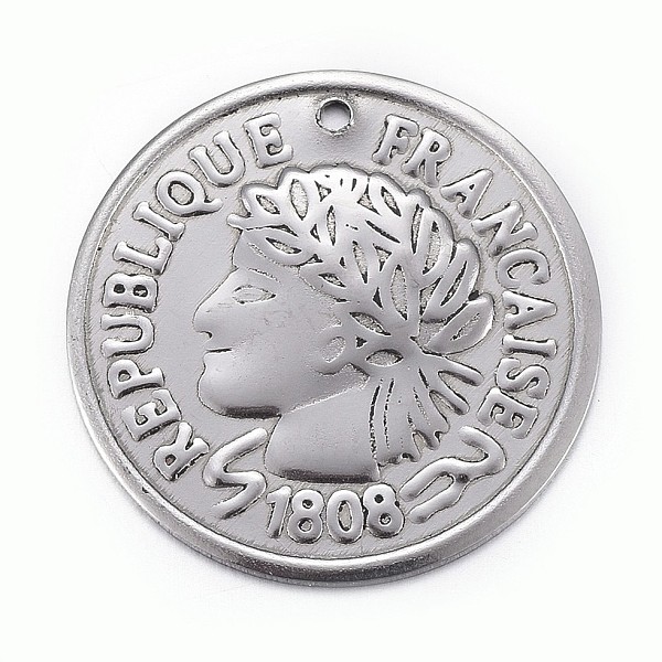 PandaHall 304 Stainless Steel Coin Pendants, Flat Round with Marianne and Word Republique Francaise, Antique Silver, 20x1mm, Hole: 1mm 304...
PandaHall 304 Stainless Steel Coin Pendants, Flat Round with Marianne and Word Republique Francaise, Antique Silver, 20x1mm, Hole: 1mm 304...
