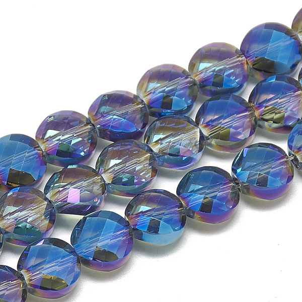 PandaHall Electroplate Glass Beads Strands, Rainbow Plated, Faceted, Flat Round, Royal Blue, 8x5mm, Hole: 1.2mm, about 69~72pcs/strand...
PandaHall Electroplate Glass Beads Strands, Rainbow Plated, Faceted, Flat Round, Royal Blue, 8x5mm, Hole: 1.2mm, about 69~72pcs/strand...