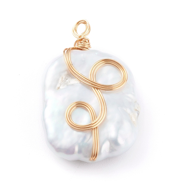 PandaHall Natural Baroque Pearl Keshi Pearl Pendants, with Copper Wire, Nuggets, Light Gold, 26x16x6.5mm, Hole: 1.5mm Pearl Nuggets
PandaHall Natural Baroque Pearl Keshi Pearl Pendants, with Copper Wire, Nuggets, Light Gold, 26x16x6.5mm, Hole: 1.5mm Pearl Nuggets