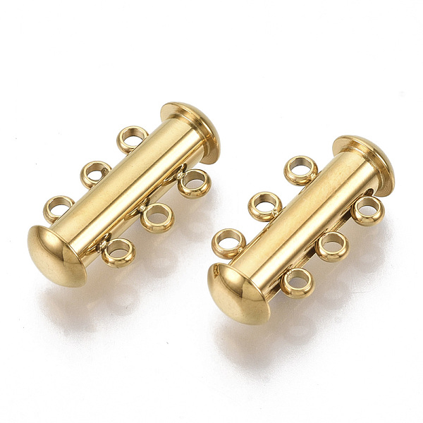PandaHall 304 Stainless Steel Slide Lock Clasps, Peyote Clasps, 3 Strands, 6 Holes, Tube, Golden, 20x10x6.5mm, Hole: 1.6mm 304 Stainless...
PandaHall 304 Stainless Steel Slide Lock Clasps, Peyote Clasps, 3 Strands, 6 Holes, Tube, Golden, 20x10x6.5mm, Hole: 1.6mm 304 Stainless...