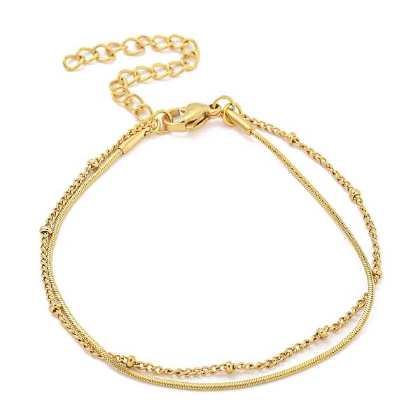 PandaHall 304 Stainless Steel Multi-strand Bracelets, Flat Snake Chains & Satellite Chains Bracelets for Women, Golden, 6-3/8 inch(16.1cm)...
PandaHall 304 Stainless Steel Multi-strand Bracelets, Flat Snake Chains & Satellite Chains Bracelets for Women, Golden, 6-3/8 inch(16.1cm)...