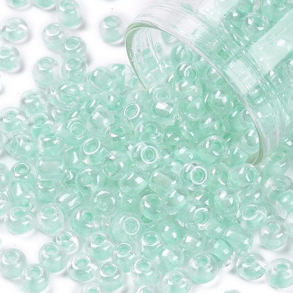 PandaHall 6/0 Glass Seed Beads, Transparent Inside Colours Luster, Round Hole, Round, Light Cyan, 6/0, 4~5x2.5~4.5mm, Hole: 1.2mm, about...
PandaHall 6/0 Glass Seed Beads, Transparent Inside Colours Luster, Round Hole, Round, Light Cyan, 6/0, 4~5x2.5~4.5mm, Hole: 1.2mm, about...