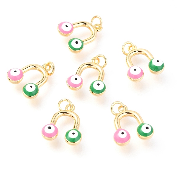 PandaHall Brass Enamel Pendants, Long-Lasting Plated, Real 18K Gold Plated, with Jump Rings, Round with Evil Eye, Pink, 16x14x5mm, Jump Ring...
PandaHall Brass Enamel Pendants, Long-Lasting Plated, Real 18K Gold Plated, with Jump Rings, Round with Evil Eye, Pink, 16x14x5mm, Jump Ring...