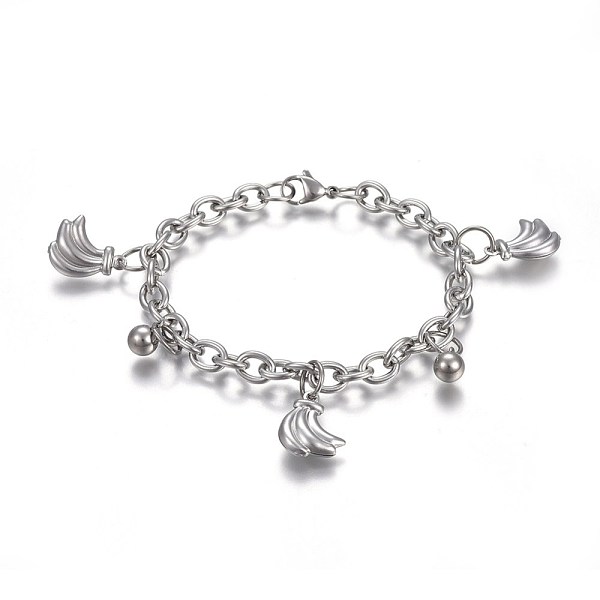 PandaHall 304 Stainless Steel Charm Bracelets, with 201 Stainless Steel Ring, with Lobster Claw Clasps, Round and Banana, Stainless Steel...
PandaHall 304 Stainless Steel Charm Bracelets, with 201 Stainless Steel Ring, with Lobster Claw Clasps, Round and Banana, Stainless Steel...
