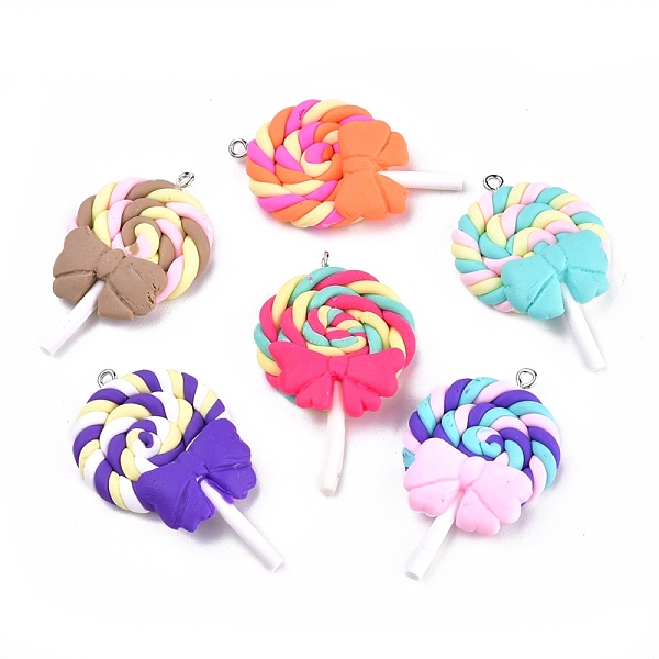 PandaHall Handmade Polymer Clay Pendants, Lollipop with Bowknot, Mixed Color, 45x29x9mm, Hole: 2mm Polymer Clay Candy Multicolor
PandaHall Handmade Polymer Clay Pendants, Lollipop with Bowknot, Mixed Color, 45x29x9mm, Hole: 2mm Polymer Clay Candy Multicolor