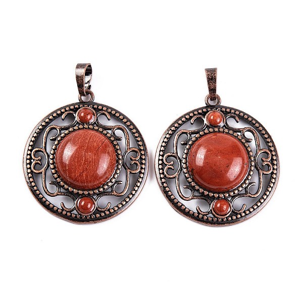 PandaHall Natural Red Jasper Pendants, Rack Plating Brass Hollow Flat Round Charms, Cadmium Free & Lead Free, Red Copper, 36.5x33x9.5mm...
PandaHall Natural Red Jasper Pendants, Rack Plating Brass Hollow Flat Round Charms, Cadmium Free & Lead Free, Red Copper, 36.5x33x9.5mm...