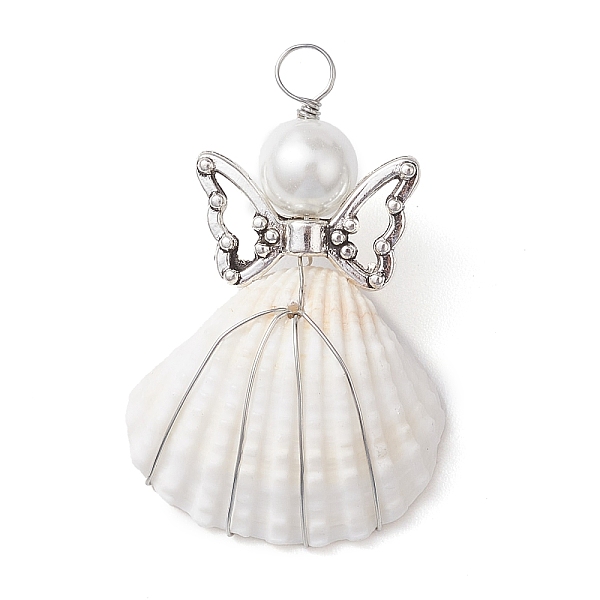 PandaHall Copper Wire Wrapped Shell Pendants, Angel Charms with Glass Pearl Beads & Alloy Wings, Antique Silver & Platinum, 40x25.5x12mm...
PandaHall Copper Wire Wrapped Shell Pendants, Angel Charms with Glass Pearl Beads & Alloy Wings, Antique Silver & Platinum, 40x25.5x12mm...
