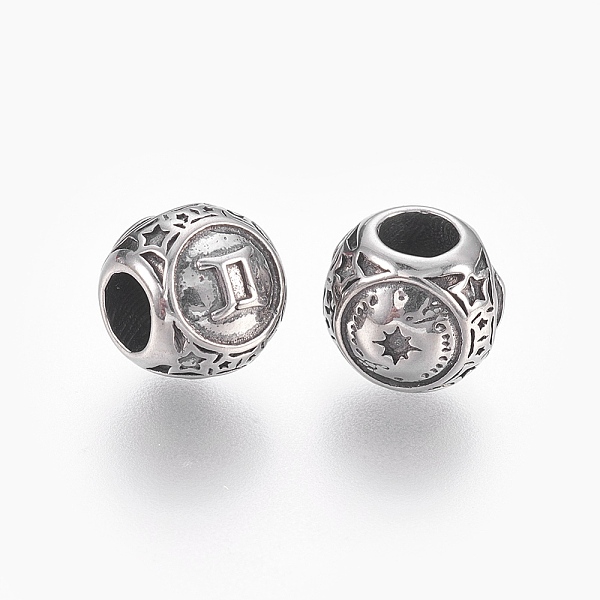 PandaHall 316 Surgical Stainless Steel European Beads, Large Hole Beads, Rondelle with Constellations Gemini, Antique Silver, 10x9mm, Hole...
PandaHall 316 Surgical Stainless Steel European Beads, Large Hole Beads, Rondelle with Constellations Gemini, Antique Silver, 10x9mm, Hole...