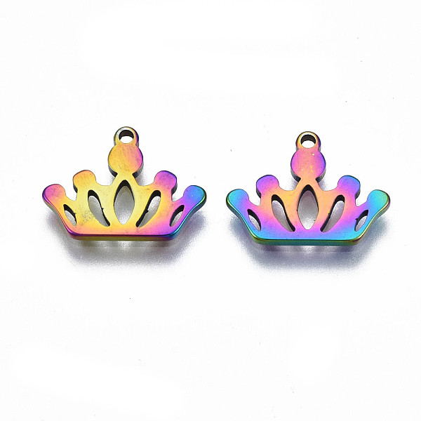 PandaHall Ion Plating(IP) 201 Stainless Steel Charms, Cadmium Free & Nickel Free & Lead Free, Crown, Rainbow Color, 10x13x1mm, Hole: 1mm 201...
PandaHall Ion Plating(IP) 201 Stainless Steel Charms, Cadmium Free & Nickel Free & Lead Free, Crown, Rainbow Color, 10x13x1mm, Hole: 1mm 201...