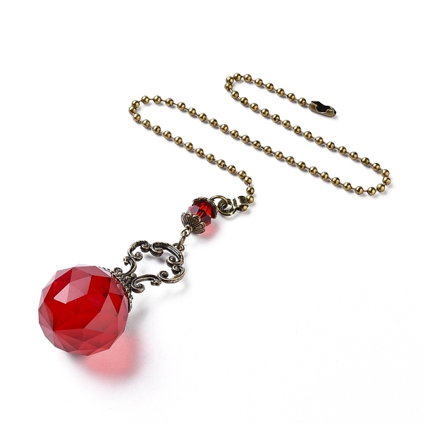 PandaHall Faceted Glass Round Big Pendant Decorations, with Tibetan Style Alloy Findings, Red, 410mm Glass Round Red
PandaHall Faceted Glass Round Big Pendant Decorations, with Tibetan Style Alloy Findings, Red, 410mm Glass Round Red