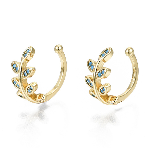 PandaHall Brass Micro Pave Cubic Zirconia Cuff Earrings, Cadmium Free & Nickel Free & Lead Free, Leaf, Real 16K Gold Plated, Light Sky Blue...
PandaHall Brass Micro Pave Cubic Zirconia Cuff Earrings, Cadmium Free & Nickel Free & Lead Free, Leaf, Real 16K Gold Plated, Light Sky Blue...