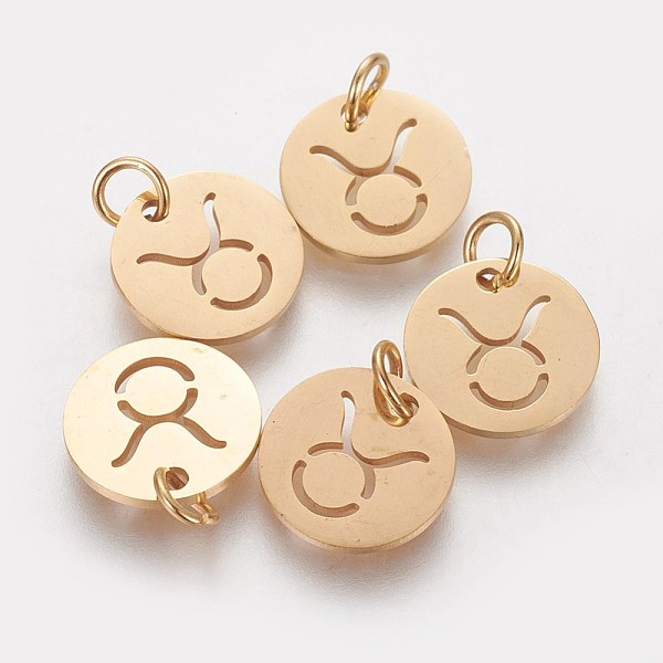 PandaHall 304 Stainless Steel Charms, Flat Round with Constellation/Zodiac Sign, Golden, Taurus, 12x1mm, Hole: 3mm 304 Stainless Steel...
PandaHall 304 Stainless Steel Charms, Flat Round with Constellation/Zodiac Sign, Golden, Taurus, 12x1mm, Hole: 3mm 304 Stainless Steel...