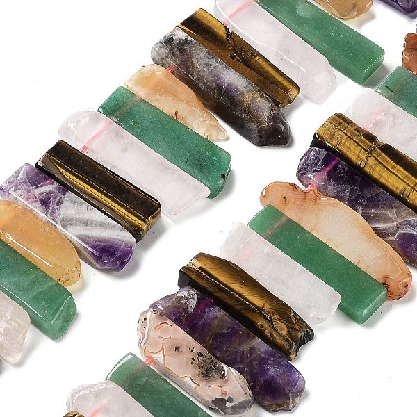 PandaHall Natural Amethyst & Green Aventurine & Tiger Eye & Rose Quartz & Red Agate Beads Strands, Top Drilled Beads, Rectangle...
PandaHall Natural Amethyst & Green Aventurine & Tiger Eye & Rose Quartz & Red Agate Beads Strands, Top Drilled Beads, Rectangle...