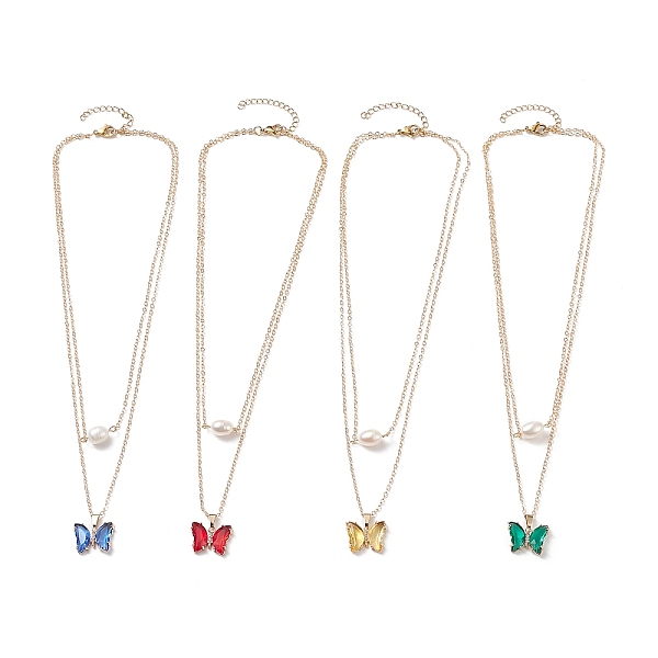 PandaHall 4Pcs 4 Color Glass Butterfly & Natural Pearl Pendants Double Layer Necklaces Set with Clear Cubic Zirconia, Golden Brass Jewelry..., Multicolor
PandaHall 4Pcs 4 Color Glass Butterfly & Natural Pearl Pendants Double Layer Necklaces Set with Clear Cubic Zirconia, Golden Brass Jewelry..., Multicolor