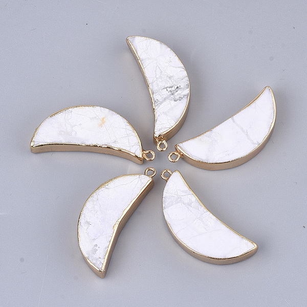 PandaHall Electroplate Natural Howlite Pendants, with Iron Findings, Moon, Golden, 44~45x18~19x8~9mm, Hole: 1.6mm Howlite Moon
PandaHall Electroplate Natural Howlite Pendants, with Iron Findings, Moon, Golden, 44~45x18~19x8~9mm, Hole: 1.6mm Howlite Moon
