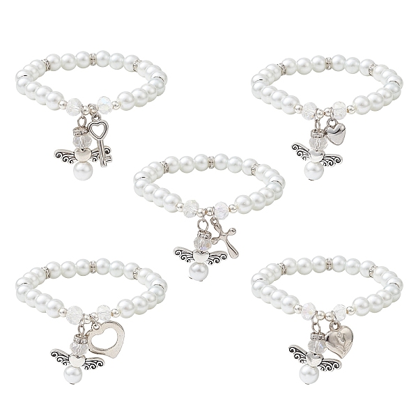 PandaHall Glass Pearl Beaded Stretch Bracelet, CCB Plastic Angel Charms Bracelet, Antique Silver, Inner Diameter: 2 inch(5.2cm) Glass Angel...
PandaHall Glass Pearl Beaded Stretch Bracelet, CCB Plastic Angel Charms Bracelet, Antique Silver, Inner Diameter: 2 inch(5.2cm) Glass Angel...