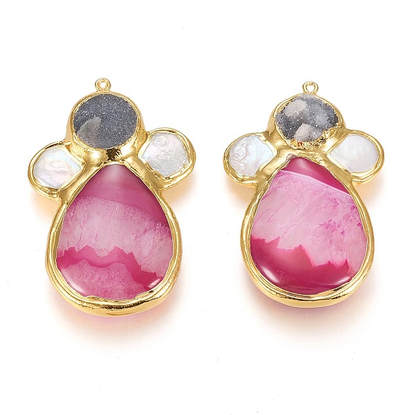 PandaHall Natural Druzy Agate & Pearl Big Pendants, with Brass Loops, Edge Golden Plated, Teardrop, Pearl Pink, 64~66x39.5~42x9~13.5mm, Hole...
PandaHall Natural Druzy Agate & Pearl Big Pendants, with Brass Loops, Edge Golden Plated, Teardrop, Pearl Pink, 64~66x39.5~42x9~13.5mm, Hole...