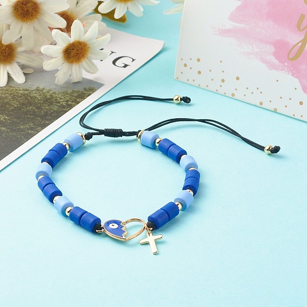 PandaHall Adjustable Nylon Thread Charm Bracelets, with Handmade Polymer Clay Beads, Alloy Enamel Heart Link, Brass Cross Charm, Blue, 1/4...
PandaHall Adjustable Nylon Thread Charm Bracelets, with Handmade Polymer Clay Beads, Alloy Enamel Heart Link, Brass Cross Charm, Blue, 1/4...