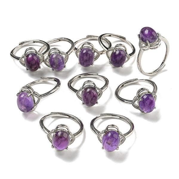 PandaHall Oval Natural Amethyst Adjustable Rings, Flower Platinum Tone Brass Finger Rings for Women, Inner Diameter: 18mm Amethyst Flower
PandaHall Oval Natural Amethyst Adjustable Rings, Flower Platinum Tone Brass Finger Rings for Women, Inner Diameter: 18mm Amethyst Flower
