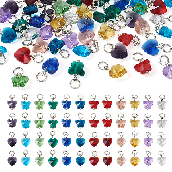 PandaHall Spritewelry 96Pcs 24 Style Faceted Transparent Glass Charms, with Iron Jump Ring, Butterfly & Heart, Mixed Color, 13~14x9.8~10x6mm..., Multicolor
PandaHall Spritewelry 96Pcs 24 Style Faceted Transparent Glass Charms, with Iron Jump Ring, Butterfly & Heart, Mixed Color, 13~14x9.8~10x6mm..., Multicolor