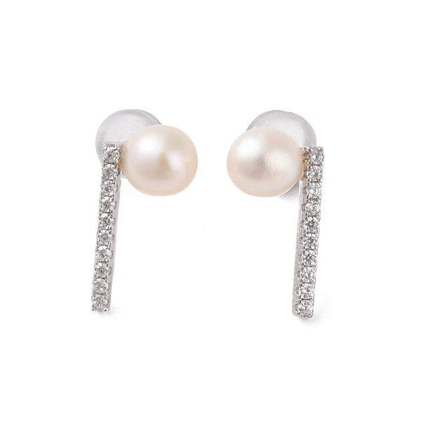 PandaHall 925 Sterling Silver Studs Earring, with Cubic Zirconia and Natural Pearl, Platinum, 15x7.5mm Pearl Others
PandaHall 925 Sterling Silver Studs Earring, with Cubic Zirconia and Natural Pearl, Platinum, 15x7.5mm Pearl Others