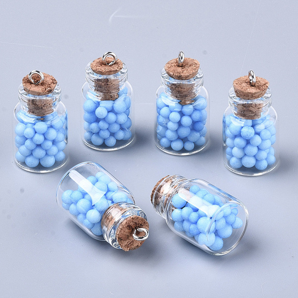 PandaHall Glass Wishing Bottle Pendant Decorations, with Polystyrene Foam Inside, Cork Stopper and Iron Screw Eye Pin Peg Bails, Light Sky..., Blue
PandaHall Glass Wishing Bottle Pendant Decorations, with Polystyrene Foam Inside, Cork Stopper and Iron Screw Eye Pin Peg Bails, Light Sky..., Blue