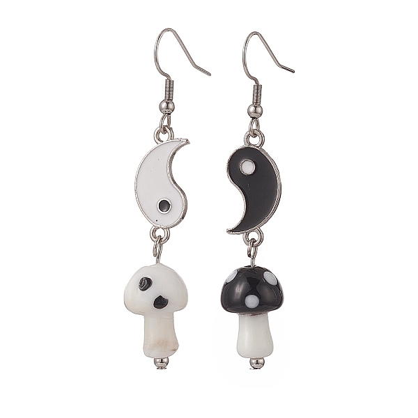 PandaHall Lampwork Mushroom with Enamel Yin Yang Asymmetrical Earrings, Stainless Steel Color 316 Surgical Stainless Steel Long Dangle..., Black
PandaHall Lampwork Mushroom with Enamel Yin Yang Asymmetrical Earrings, Stainless Steel Color 316 Surgical Stainless Steel Long Dangle..., Black