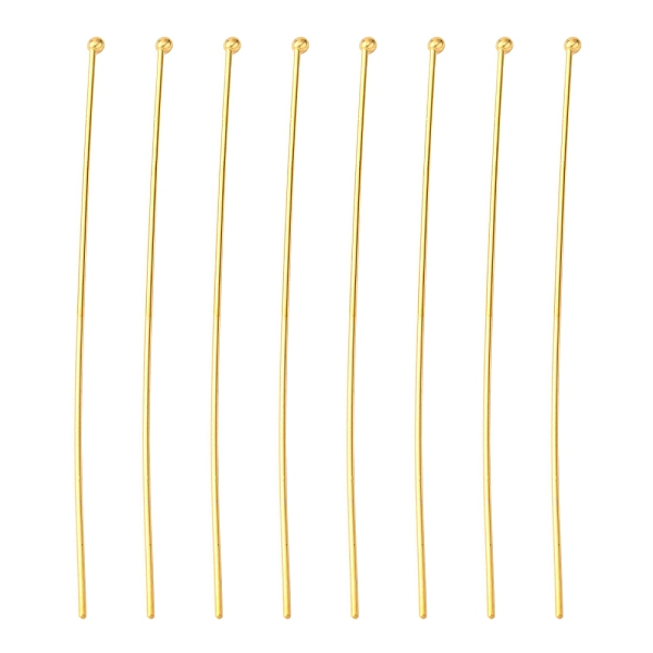 PandaHall Brass Ball Head pins, Nickel Free, Golden Color, Size: about 0.6mm thick(22 Gauge), 50mm long, head: 1.5mm Brass
PandaHall Brass Ball Head pins, Nickel Free, Golden Color, Size: about 0.6mm thick(22 Gauge), 50mm long, head: 1.5mm Brass