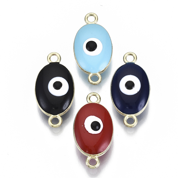 PandaHall Alloy Enamel Links Connectors, Oval with Evil Eye, Light Gold, Mixed Color, 22.5x11x6~7mm, Hole: 1.6mm Alloy+Enamel Oval..., Multicolor
PandaHall Alloy Enamel Links Connectors, Oval with Evil Eye, Light Gold, Mixed Color, 22.5x11x6~7mm, Hole: 1.6mm Alloy+Enamel Oval..., Multicolor