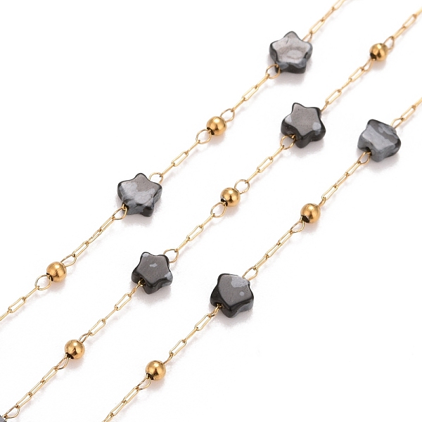 PandaHall Ion Plating(IP) 304 Stainless Steel Satellite Chains, with Natural Snowflake Obsidian Star Beaded, Unwelded, with Spool, Golden...
PandaHall Ion Plating(IP) 304 Stainless Steel Satellite Chains, with Natural Snowflake Obsidian Star Beaded, Unwelded, with Spool, Golden...