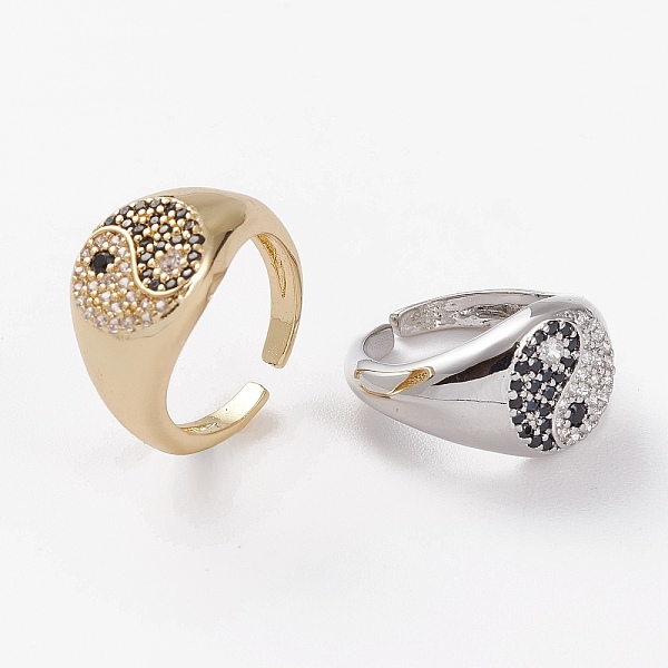 PandaHall Brass Micro Pave Cubic Zirconia Cuff Rings, Open Rings, Long-Lasting Plated, Gossip/Yin Yang, Mixed Color, US Size 1, Inner...
PandaHall Brass Micro Pave Cubic Zirconia Cuff Rings, Open Rings, Long-Lasting Plated, Gossip/Yin Yang, Mixed Color, US Size 1, Inner...