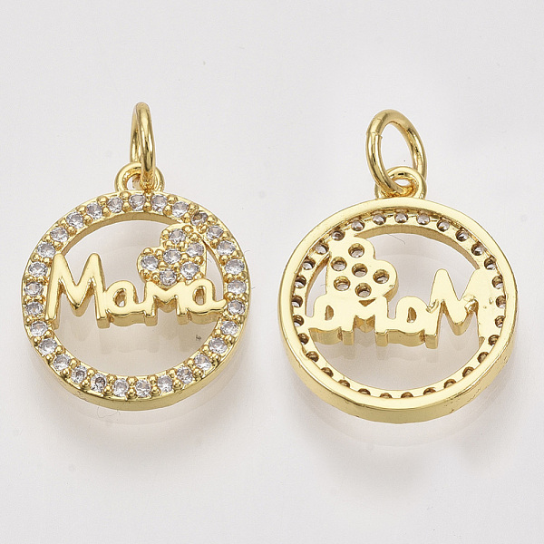 PandaHall For Mother's Day, Brass Micro Pave Cubic Zirconia Pendants, with Jump Rings, Flat Round with Word Mama, Clear, Real 18K Gold...
PandaHall For Mother's Day, Brass Micro Pave Cubic Zirconia Pendants, with Jump Rings, Flat Round with Word Mama, Clear, Real 18K Gold...