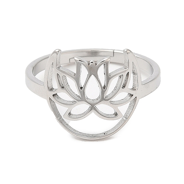 PandaHall 304 Stainless Steel Hollow Lotus Adjustable Ring for Women, Stainless Steel Color, US Size 6(16.5mm) 304 Stainless Steel
PandaHall 304 Stainless Steel Hollow Lotus Adjustable Ring for Women, Stainless Steel Color, US Size 6(16.5mm) 304 Stainless Steel