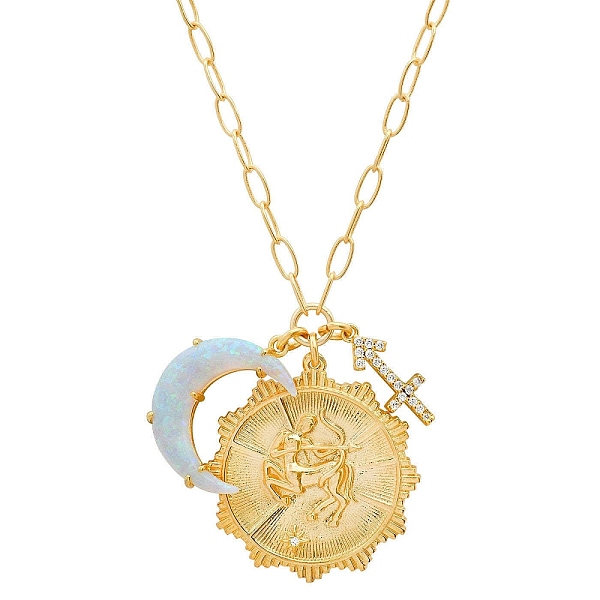 PandaHall Cubic Zirconia Constellation & Opalite Moon Pendant Necklace, with Golden Brass Paperclip Chains, Sagittarius, 19.69 inch(50cm)...
PandaHall Cubic Zirconia Constellation & Opalite Moon Pendant Necklace, with Golden Brass Paperclip Chains, Sagittarius, 19.69 inch(50cm)...
