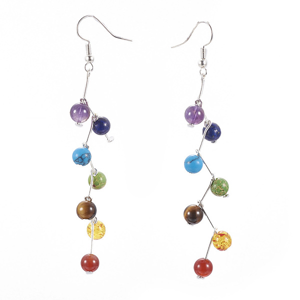 PandaHall Natural & Synthetic Mixed Stone Dangle Earrings, with Brass Earrings Hooks, 85~86mm Mixed Stone
PandaHall Natural & Synthetic Mixed Stone Dangle Earrings, with Brass Earrings Hooks, 85~86mm Mixed Stone