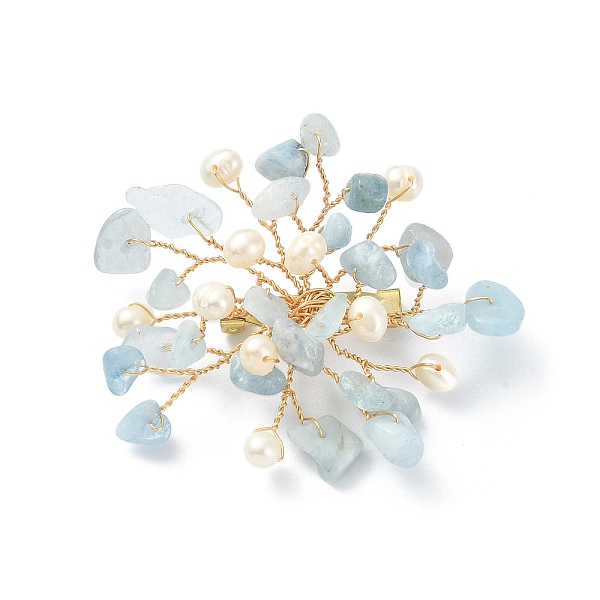 PandaHall Natural Aquamarine Chips & Pearl Beaded Flower Brooch Pin, Golden 304 Stainless Steel Wire Wrap Lapel Pin for Women...
PandaHall Natural Aquamarine Chips & Pearl Beaded Flower Brooch Pin, Golden 304 Stainless Steel Wire Wrap Lapel Pin for Women...