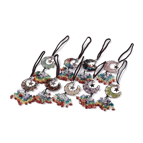 PandaHall Natural Mixed Gemstone Moon with Chips Tassel Pendant Decorations, with Rack Plating Red Copper Plated Brass Findings, Cadmium...
PandaHall Natural Mixed Gemstone Moon with Chips Tassel Pendant Decorations, with Rack Plating Red Copper Plated Brass Findings, Cadmium...