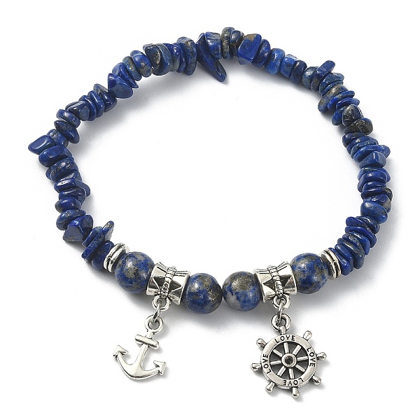 PandaHall Natural Lapis Lazuli Chips Stretch Bracelet, Anchor & Helm Alloy Charms Adjustable Bracelet for Women, Inner Diameter: 2-1/4 inch...
PandaHall Natural Lapis Lazuli Chips Stretch Bracelet, Anchor & Helm Alloy Charms Adjustable Bracelet for Women, Inner Diameter: 2-1/4 inch...