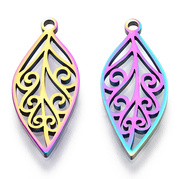 PandaHall Ion Plating(IP) 304 Stainless Steel Pendants, Laser Cut, Leaf Charm, Rainbow Color, 25x10.5x1.5mm, Hole: 1.6mm 304 Stainless Steel...
PandaHall Ion Plating(IP) 304 Stainless Steel Pendants, Laser Cut, Leaf Charm, Rainbow Color, 25x10.5x1.5mm, Hole: 1.6mm 304 Stainless Steel...