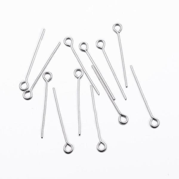 PandaHall 304 Stainless Steel Eye Pin, Stainless Steel Color, 25x0.8mm, Hole: 2mm, Pin: 0.8mm 304 Stainless Steel
PandaHall 304 Stainless Steel Eye Pin, Stainless Steel Color, 25x0.8mm, Hole: 2mm, Pin: 0.8mm 304 Stainless Steel