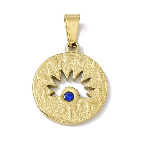 PandaHall Vacuum Plating 304 Stainless Steel Pendants, with Sapphire Rhinestone, Flat Round with Horse Eye, Golden, 21x8x2mm, Hole: 6.5x3mm..., Blue
PandaHall Vacuum Plating 304 Stainless Steel Pendants, with Sapphire Rhinestone, Flat Round with Horse Eye, Golden, 21x8x2mm, Hole: 6.5x3mm..., Blue